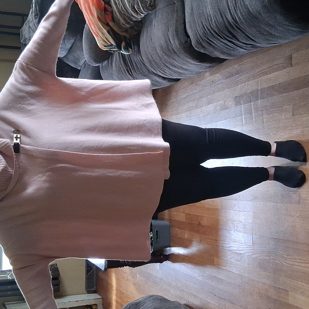 Calvin Klein Collection Pink Cowl Neck Poncho Sweater